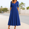 Helena | Women’s elegant wrap midi summer dress with V neck