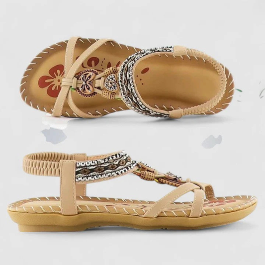 Violett | Women Flat Sandals with Embellished Straps and Open Toe