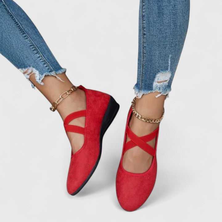 Velmora | Orthopedic Cross Strap Ballet Flats with Comfortable Fit