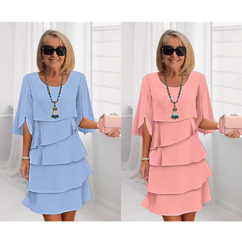 Nadine | Women's chic layered dress with flutter sleeves