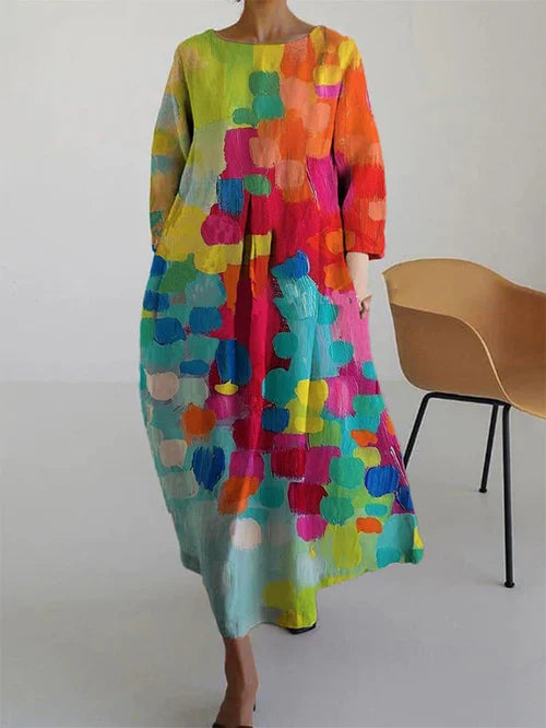 Amelra | Cotton Midi Dress with Printed Pattern and Comfortable Fit