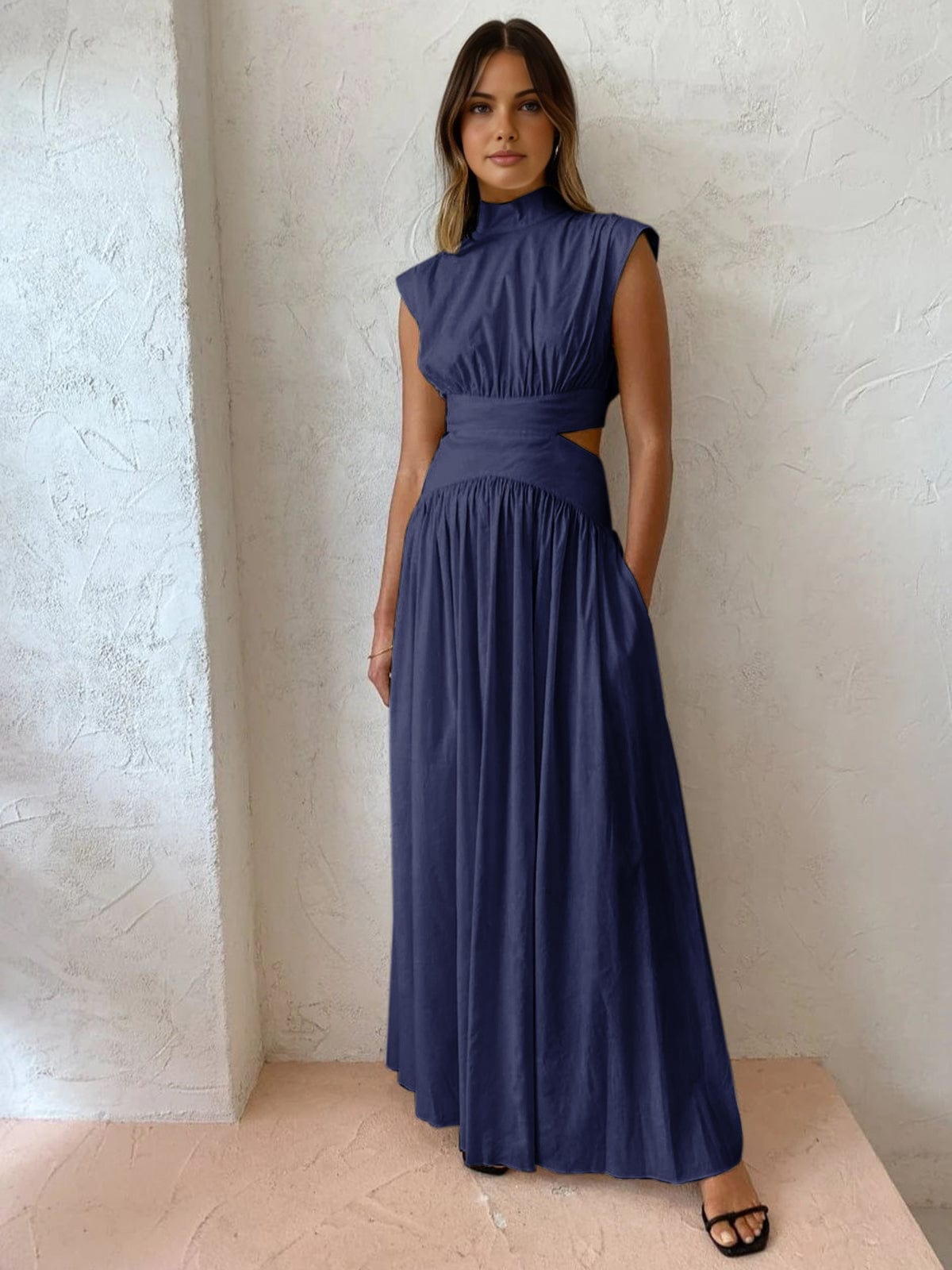 Yasmin | Maxi Dress With High Neck Cut Out Waist Detail