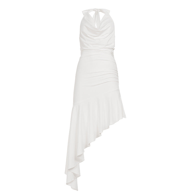 Bianca | Women’s One Shoulder Maxi Dress With Ruffle Halter Style