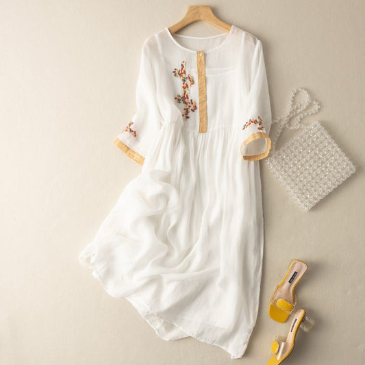 Millicent | Women’s midi summer dress with embroidered detail