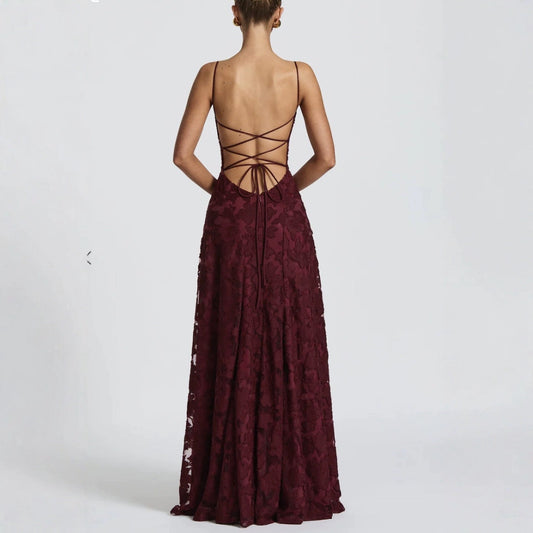 Kara | Women’s Floral Lace Maxi Dress With Lace Appliqué