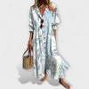 Lydia | Printed maxi dress with button front long sleeve