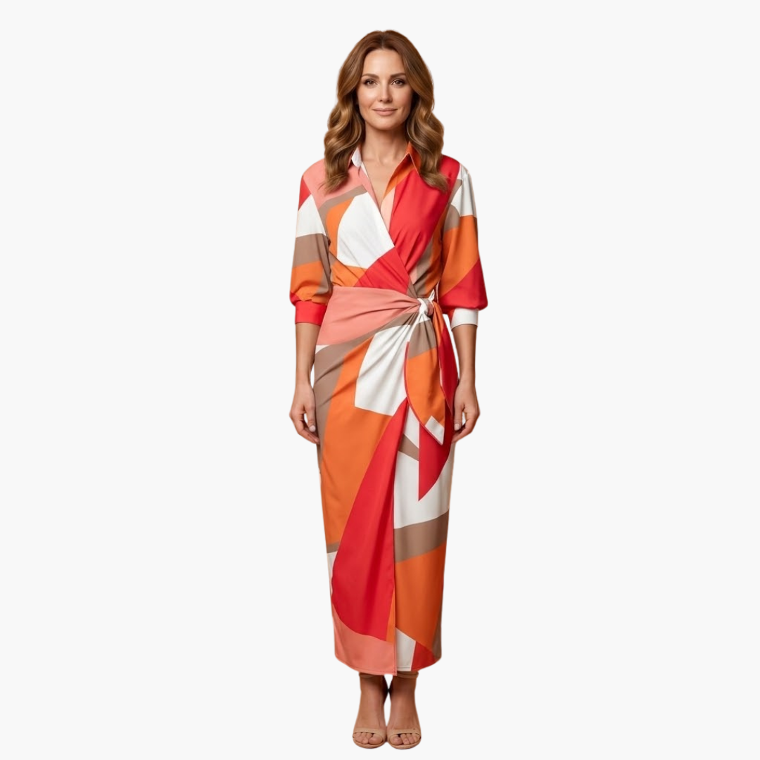 Yara | Women’s Cotton Maxi Dress With Striped Shirt Style