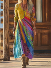 Odette | Boho chic printed maxi dress with colorful panels