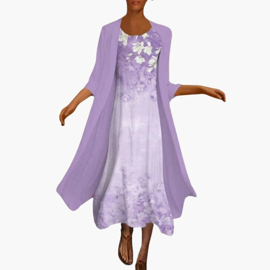 Clara | Women’s Open Front Cardigan Set With Floral Maxi Dress
