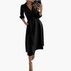 Celine | Women’s Midi Dress With Lapel Collar Split Hem Waist Bow