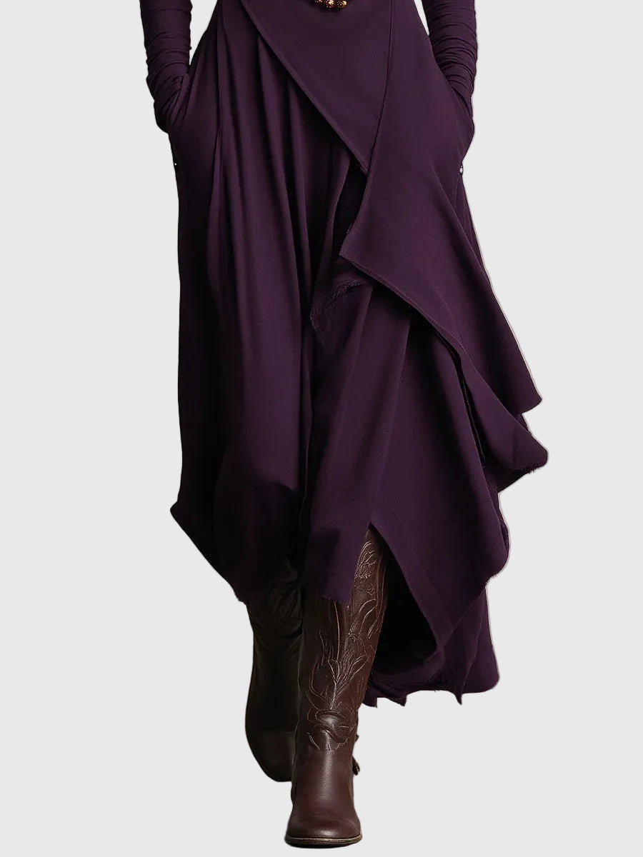 Blake | Elegant pleated maxi dress with long sleeve