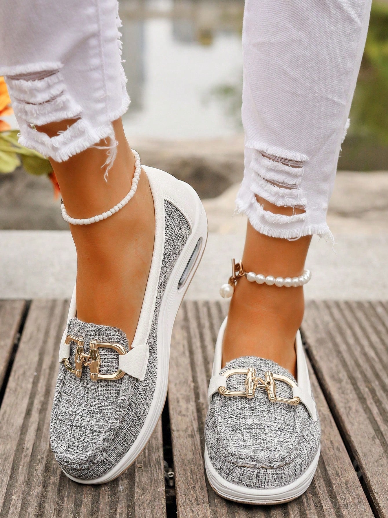 Holly | Women’s Comfort Loafers With Gold Buckle Detail