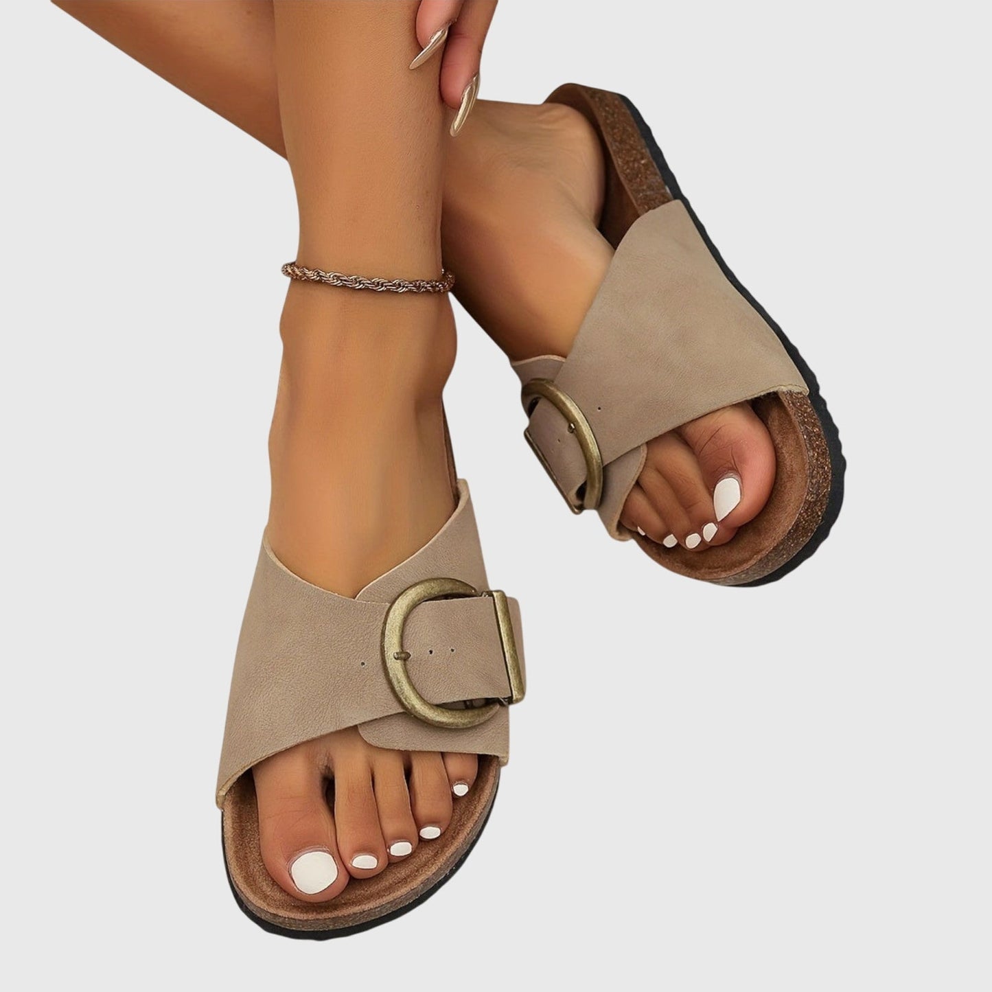 Serilda | Women’s casual slip on sandals with buckle strap