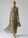 Danielle | Women’s Halter Midi Dress With Floral Design