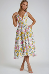 Philomena | Women’s floral V neck midi dress with fit and flare