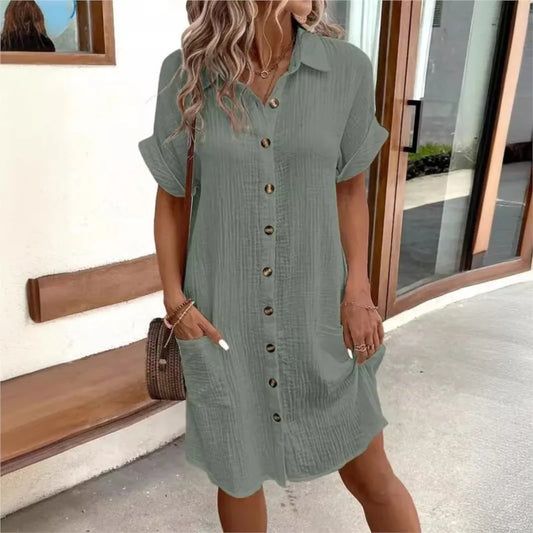 Elira | Midi Dress with Button Front and Relaxed Fit