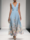 Felicia | Women's Floral Maxi Dress With V Neck Sleeveless