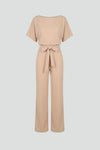 Gabriella | Women’s Wide Leg Jumpsuit With Short Sleeves Belt