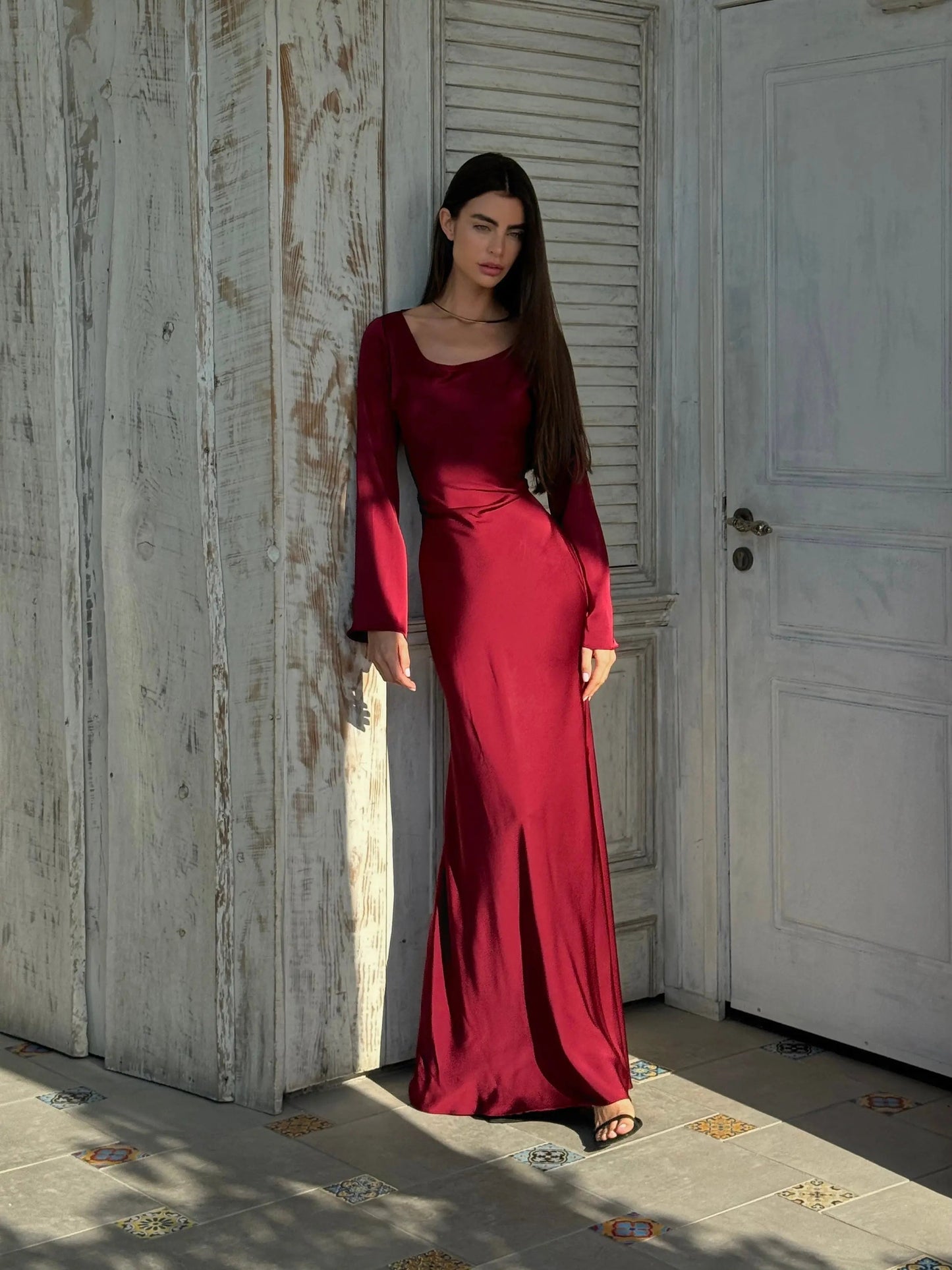 Marceline | Long sleeve maxi dress with flowing silhouette