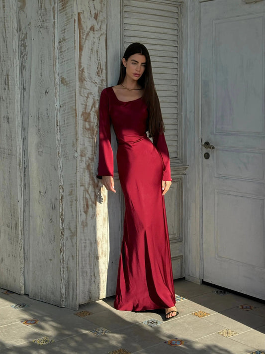Marceline | Long sleeve maxi dress with flowing silhouette