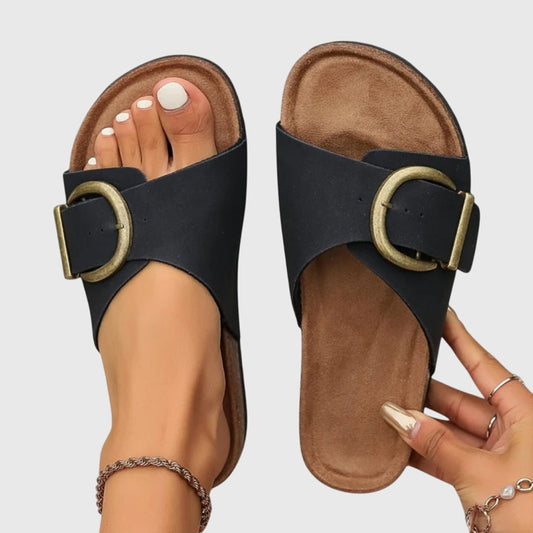 Serilda | Women’s casual slip on sandals with buckle strap