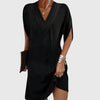 Nerisa | Women V Neck Loose Fit Mini Dress with Short Sleeves