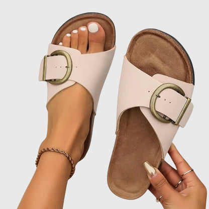 Serilda | Women’s casual slip on sandals with buckle strap