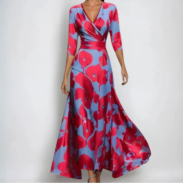 Ravina | Luxury Midi Dress with Floral Print and Flowing Design