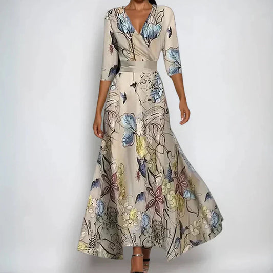 Ravina | Luxury Midi Dress with Floral Print and Flowing Design