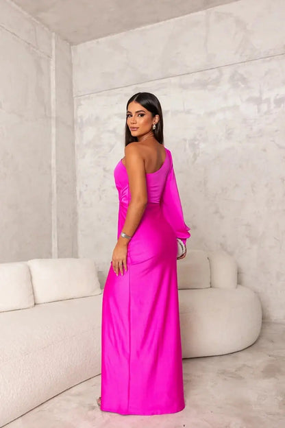 Alison | Maxi Dress With One Shoulder Long Sleeve Ruched Waist