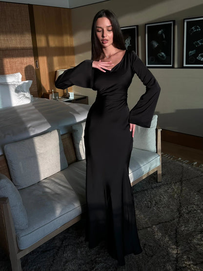 Marceline | Long sleeve maxi dress with flowing silhouette