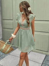 Whitney | V Neck Dress With Lace Trim Short Sleeves