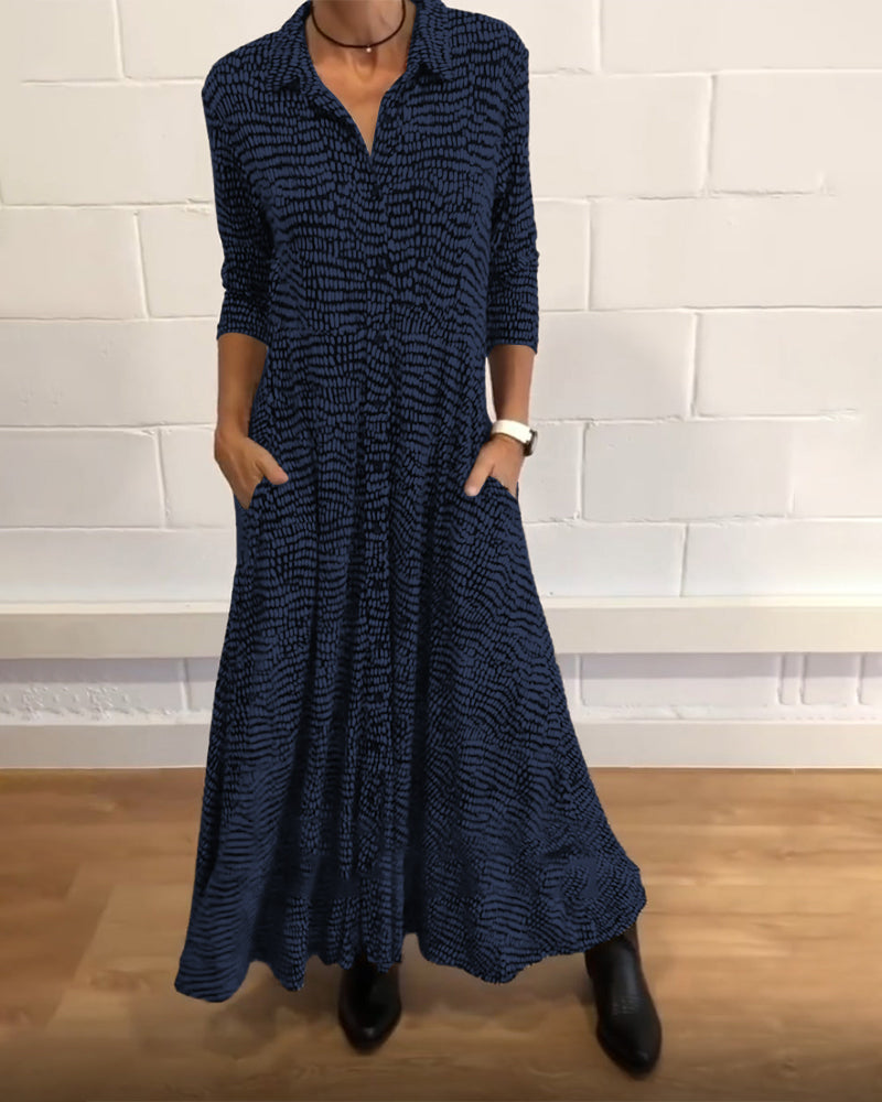 Nerina | Elegant Midi Dress with Textured Skirt and Flowing Fit