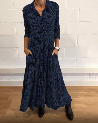 Nerina | Elegant Midi Dress with Textured Skirt and Flowing Fit