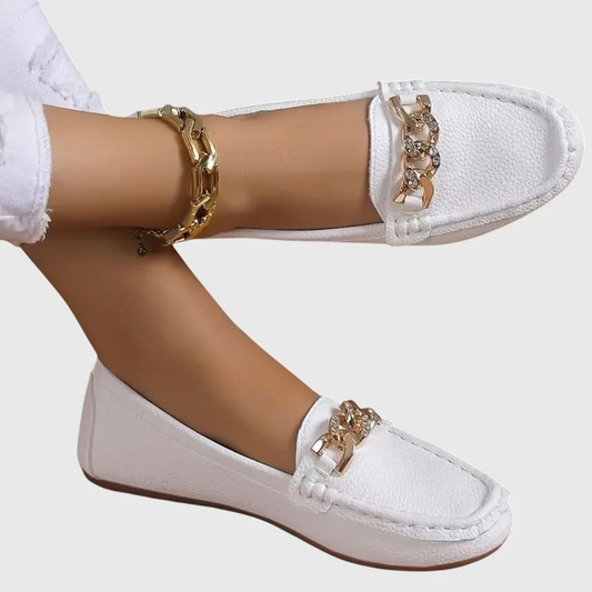 Relora | Women Chain Detail Slip On Loafers with Flat Sole