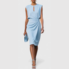 Kalira | Women Sleeveless Midi Dress with Draped Detail