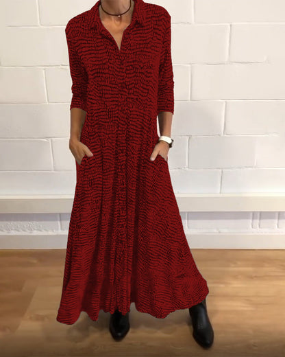 Nerina | Elegant Midi Dress with Textured Skirt and Flowing Fit