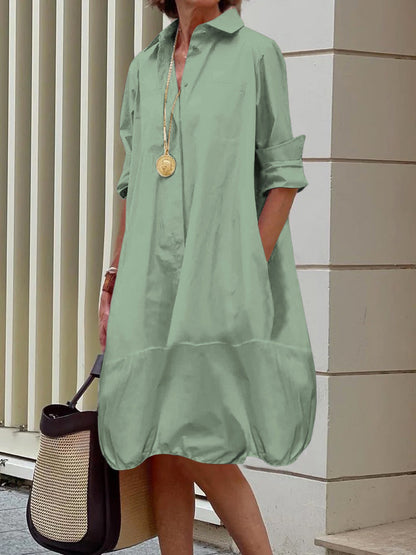 Colette | Loose midi shirt dress with lapel collar