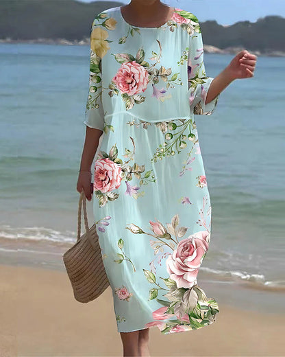 Hadleigh | Elegant floral midi dress with relaxed fit
