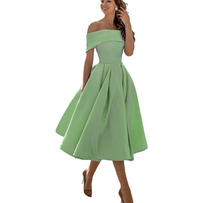 Winter | Women's off shoulder midi cocktail dress