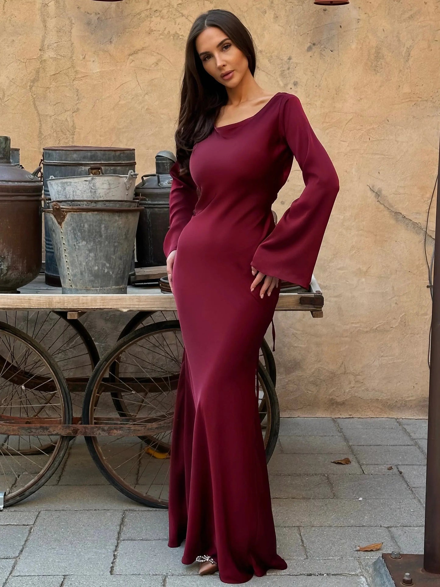 Marceline | Long sleeve maxi dress with flowing silhouette