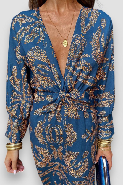 Jolie | Elegant twist front midi dress with floral print
