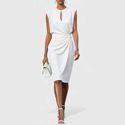 Kalira | Women Sleeveless Midi Dress with Draped Detail