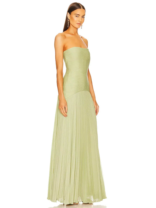 Valencia | Women's strapless pleated maxi wedding guest dress