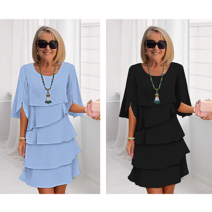 Nadine | Women's chic layered dress with flutter sleeves
