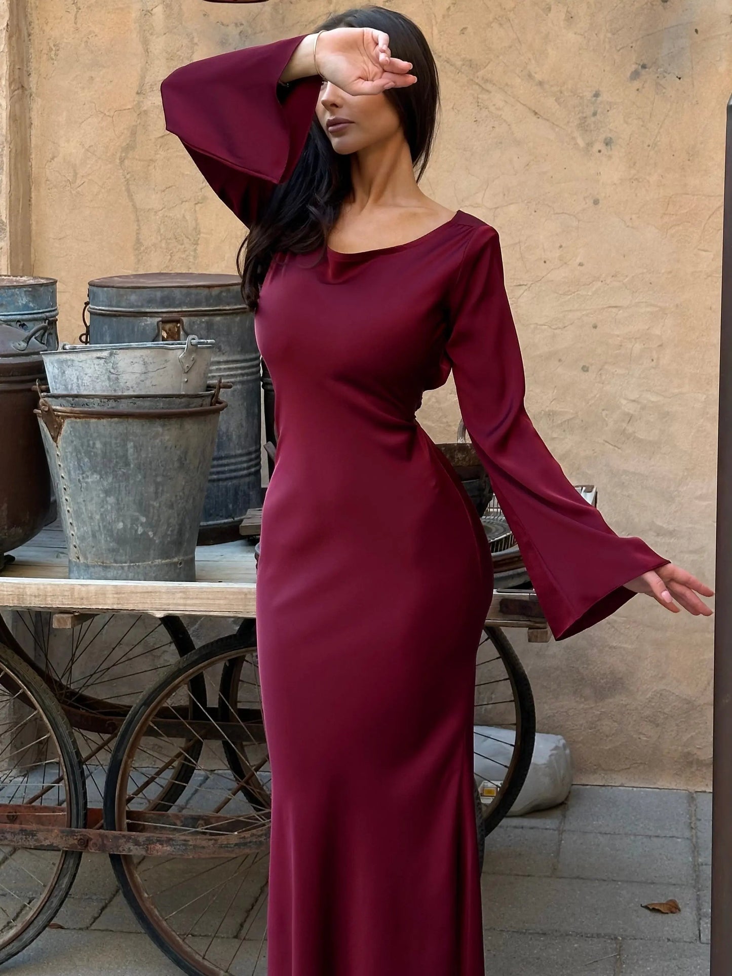 Marceline | Long sleeve maxi dress with flowing silhouette
