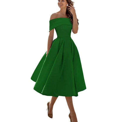 Winter | Women's off shoulder midi cocktail dress
