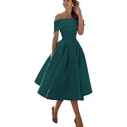 Winter | Women's off shoulder midi cocktail dress