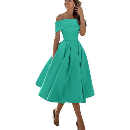 Winter | Women's off shoulder midi cocktail dress