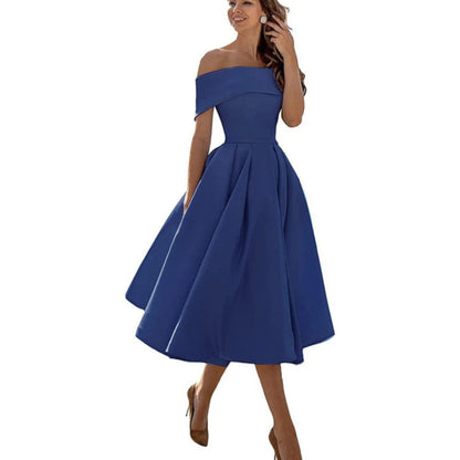Winter | Women's off shoulder midi cocktail dress